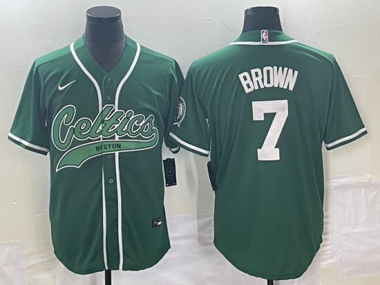 Maillot de Basket #7 Brown Boston Celtics baseball Vert